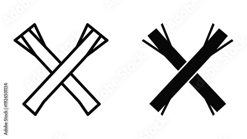 Black and white illustration of crossed twigs