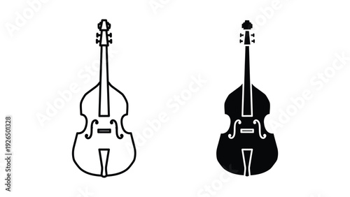 Double bass illustration, black and white