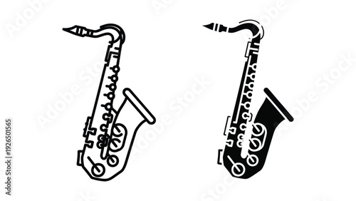 Black and white saxophone illustration