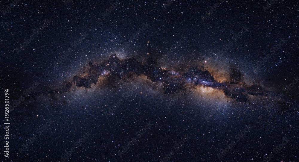 Naklejka premium Spherical 360 degree panorama of an expansive starry cosmos with bright stellar highlights