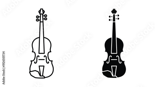 Black and white violin silhouettes on white background