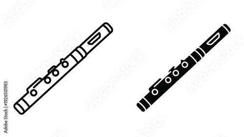 Flutes on white background