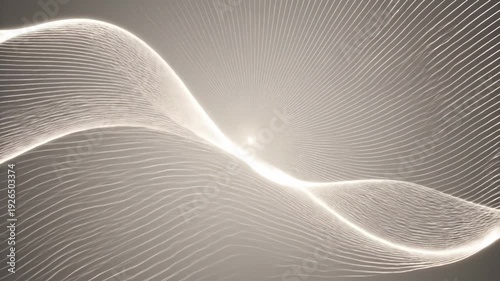 Elegant undulating wave of luminous particles creating a bright, ethereal and abstract background with a subtle glow