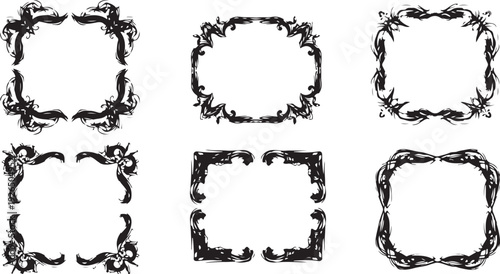 Six distressed photo frame borders in two rows