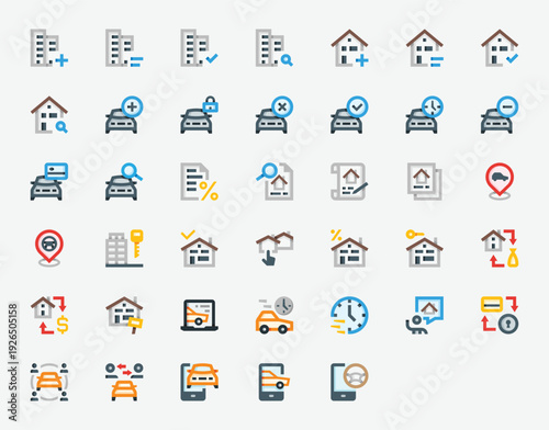 Rent And Leasing Color Icon Set