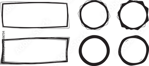 A hand drawn diagram of two rectangles and four circles