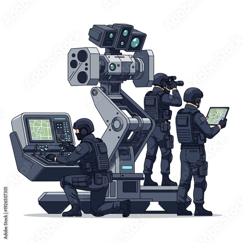 Special Forces Unit Operating Advanced Surveillance and Control System