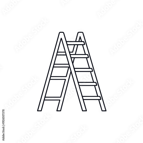 A-frame ladder icon for construction and home improvement, simple line drawing