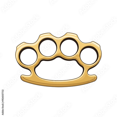 Golden Brass Knuckles, Weapon Accessory, Isolated on White Background