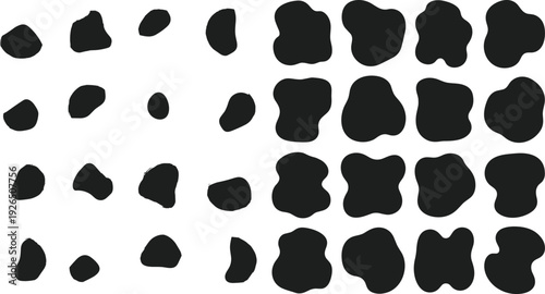 Black organic shapes on white background abstract pattern