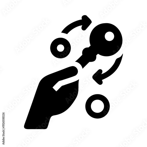 hand holding key spinnning icons animation design
