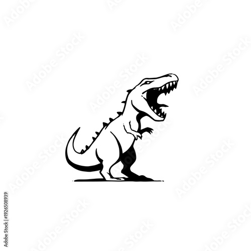Giganotosaurus. Giganotosaurus simple black and white line art vector logo