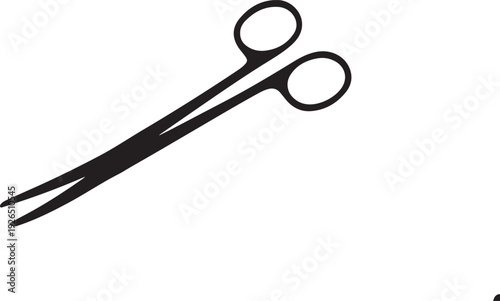Silhouette of surgical scissors, representing medicine, healthcare, surgery, and medical procedures.