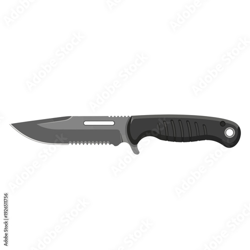 Tactical Folding Knife with Serrated Blade and Black Handle