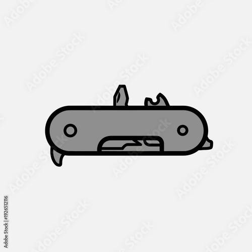 Compact multi-tool gadget, simple flat icon design