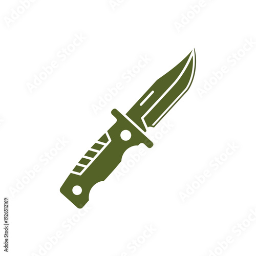 Green Combat Knife Icon on White Background