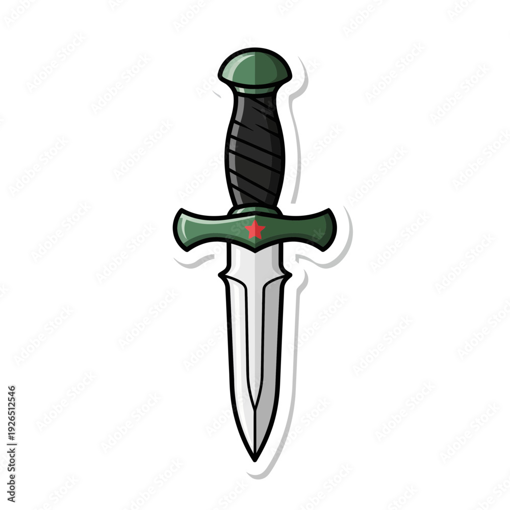 Naklejka premium Stylized dagger with red star emblem