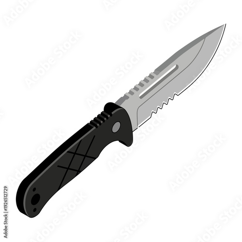 Tactical Folding Knife with Serrated Blade and Black Handle