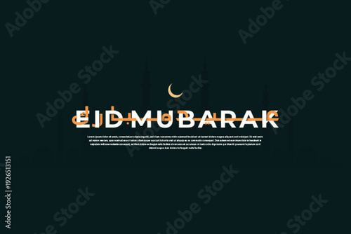 Arabic Typography Eid Mubarak Calligraphy text simple and minimalist with navy color background