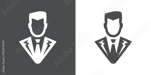 Logo sastrería de ropa de caballero. Dibujo con líneas de la cara de un hombre con chaqueta, camisa y corbata