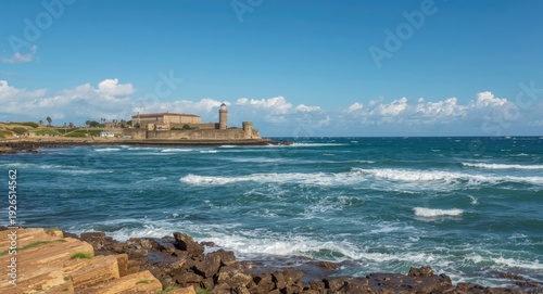 Picturesque scene showing a longstanding maritime fort on rocky coast