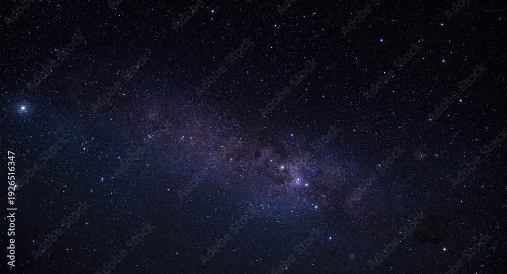 Fototapeta premium Bright cosmic night sky collage merging starry visuals with scientific and educational ideas