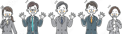 びっくりしているビジネスパーソン　上半身　ベクター