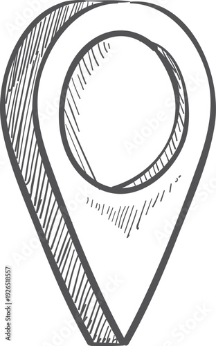 Location pin. Hand drawn navigation mark sketch
