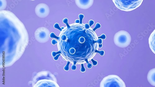 BlueVirusModelonPurpleGradientBackground
