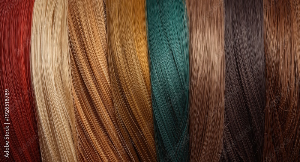 Fototapeta premium Close up view displaying assorted hair colors and detailed strand structure