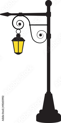 Vintage lantern color icon. Street city lamp