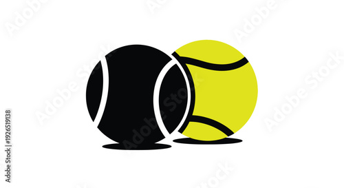 Abstract depiction of two tennis balls one black and one yellow