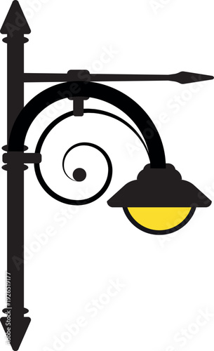 City light icon. Outdoor decorative metal lantern