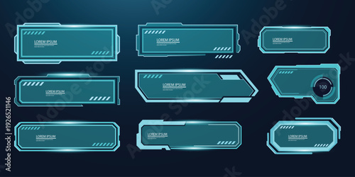 Futuristic Interface Elements: A captivating array of sleek, modern interface elements in a cool blue hue. Perfect for tech-themed projects, showcasing innovation and cutting-edge design.