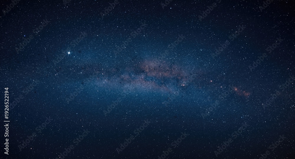 Fototapeta premium Panoramic night sky with Milky Way and stars for drone video enhancement and sky replacement