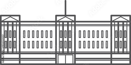 Old architecture line icon. Traditional city building