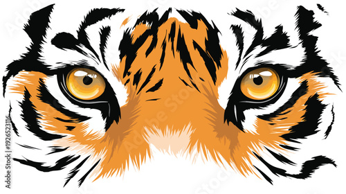 A detailed illustration showcasing the expressive, amber-eyed gaze of a large wild cat