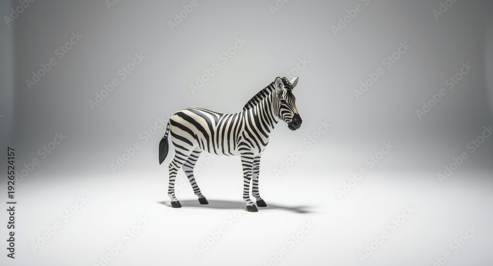 Fototapeta premium Zebra Toy Replica Placed on Bright White Display