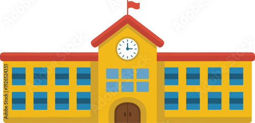 Cartoon School Building Vector Illustration Education and Learning