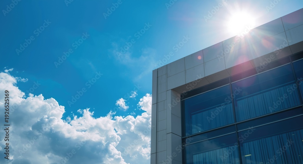 Fototapeta premium office building facade with vibrant blue sky background