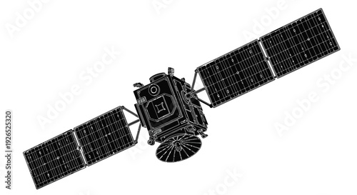 Detailed illustration of a satellite with large solar panels deployed in space