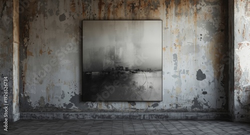blemished wall background with a monotone painting