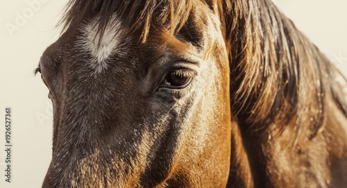 Watercolor depiction of horse noggin in close view