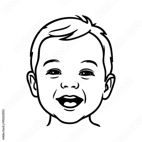 Dibujo sencillo con líneas de la cara de un bebé alegre