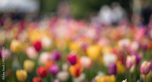 Colorful bokeh blur evoking a bright garden event in daylight