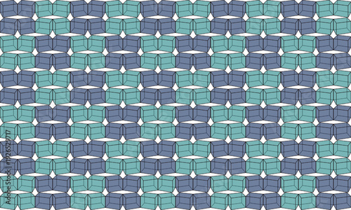 3D blue purple and green block and white geometric pattern, Diagonal Chess Tile Diagonal Chess green Tile, on white background seamless repeat pattern, replete design for fabric printing