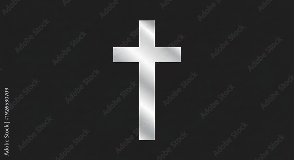 Fototapeta premium Silver Christian Cross on Black Background.