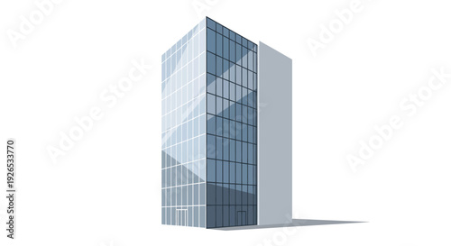 Modern glass office building with sleek architecture and reflective facade.