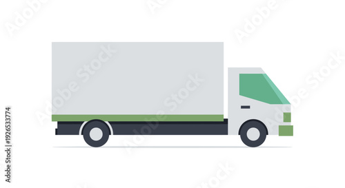 White delivery truck with green accents on a white background.