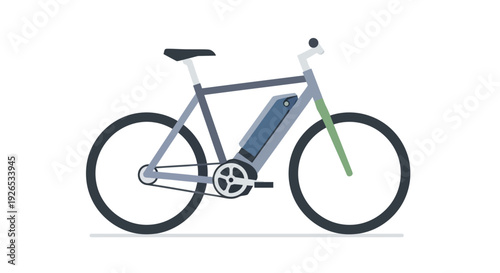 Modern Electric Bicycle with Sleek Design and Battery Pack.